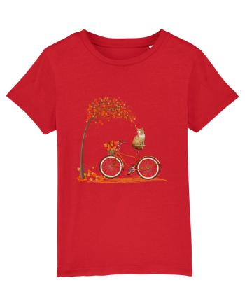 Retro Bicycle Cat Autumn Leaves Fall Thanksgiving Red
