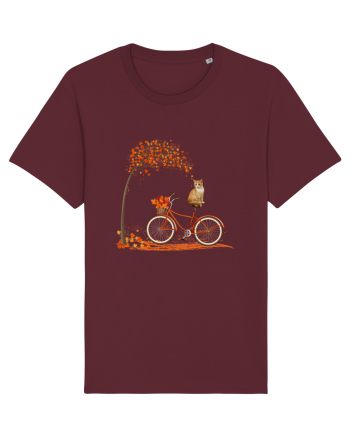Retro Bicycle Cat Autumn Leaves Fall Thanksgiving Burgundy