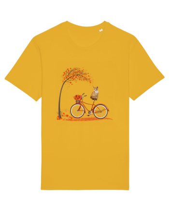 Retro Bicycle Cat Autumn Leaves Fall Thanksgiving Spectra Yellow