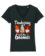 Thanksgiving with my gnomies Tricou mânecă scurtă guler V Damă Evoker