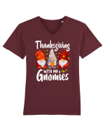 Thanksgiving with my gnomies Tricou mânecă scurtă guler V Bărbat Presenter