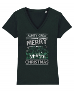 Merry Christmas Aunty Crew Tricou mânecă scurtă guler V Damă Evoker