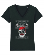 Merry Christmas Badass Santa Tricou mânecă scurtă guler V Damă Evoker