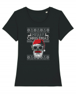 Merry Christmas Badass Santa Tricou mânecă scurtă guler larg fitted Damă Expresser