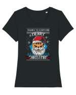 Merry Christmas Halloween Tricou mânecă scurtă guler larg fitted Damă Expresser
