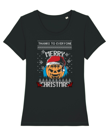 Merry Christmas Pumpkin Black