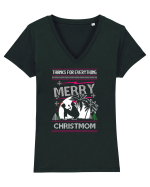 Merry Christmom Thank For Everything Tricou mânecă scurtă guler V Damă Evoker
