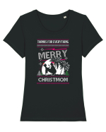 Merry Christmom Thank For Everything Tricou mânecă scurtă guler larg fitted Damă Expresser