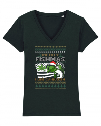 Merry Fishmas I Like Cannafish Black