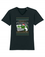 Merry Fishmas I Like Cannafish Tricou mânecă scurtă guler V Bărbat Presenter