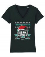 Merry Weedmas Ape Tricou mânecă scurtă guler V Damă Evoker