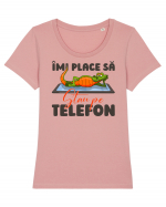 Stau pe telefon v1 Tricou mânecă scurtă guler larg fitted Damă Expresser