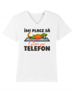 Stau pe telefon v1 Tricou mânecă scurtă guler V Bărbat Presenter