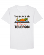 Stau pe telefon v1 Tricou mânecă scurtă guler larg Bărbat Skater