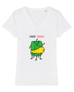 Ardei GRAS Tricou mânecă scurtă guler V Damă Evoker