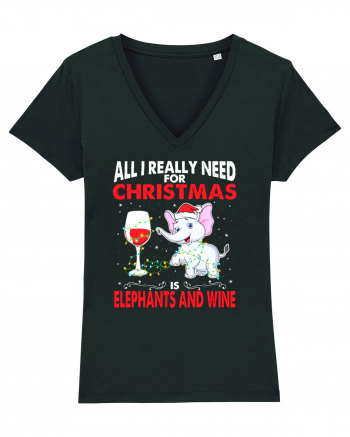 All I Really Need For Christmas Is Elephants And Wine Black