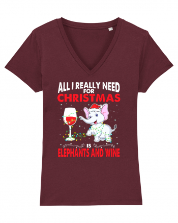 All I Really Need For Christmas Is Elephants And Wine Burgundy