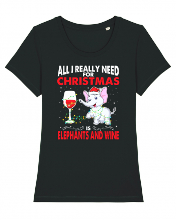 All I Really Need For Christmas Is Elephants And Wine Black