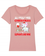 All I Really Need For Christmas Is Elephants And Wine Tricou mânecă scurtă guler larg fitted Damă Expresser