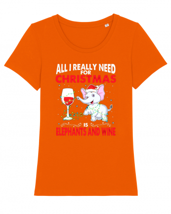 All I Really Need For Christmas Is Elephants And Wine Bright Orange