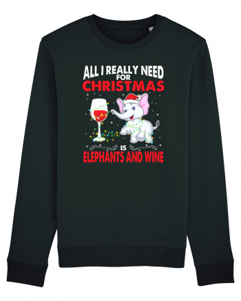 All I Really Need For Christmas Is Elephants And Wine Black