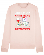 All I Really Need For Christmas Is Elephants And Wine Bluză mânecă lungă Unisex Rise