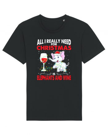 All I Really Need For Christmas Is Elephants And Wine Black