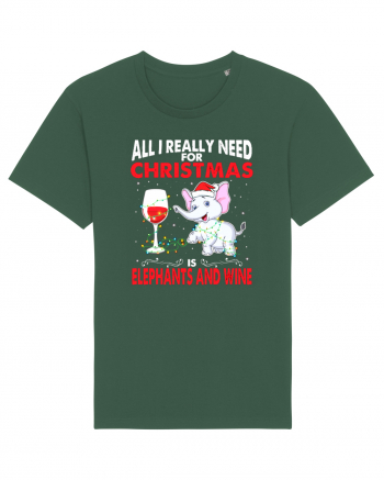 All I Really Need For Christmas Is Elephants And Wine Bottle Green