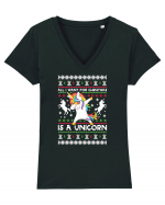 All I Want For Christmas Is A Unicorn Tricou mânecă scurtă guler V Damă Evoker