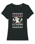 All I Want For Christmas Is A Unicorn Tricou mânecă scurtă guler larg fitted Damă Expresser