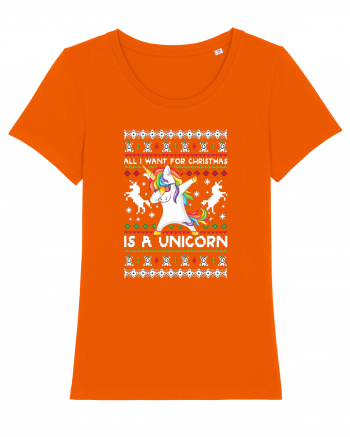 All I Want For Christmas Is A Unicorn Bright Orange