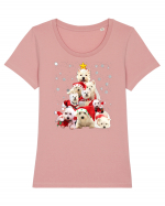 Bishon Christmas Tree Tricou mânecă scurtă guler larg fitted Damă Expresser