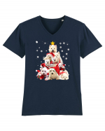 Bishon Christmas Tree Tricou mânecă scurtă guler V Bărbat Presenter