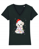 Bishon Little Xmas Tricou mânecă scurtă guler V Damă Evoker