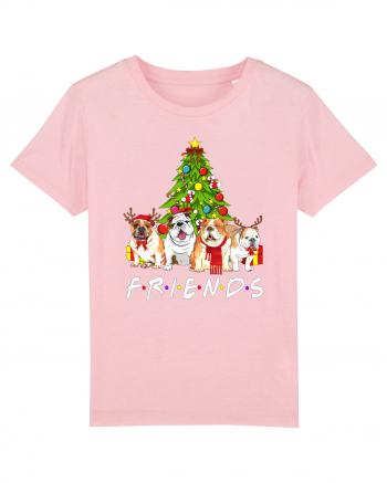 Christmas Bulldog Friends Cotton Pink