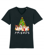 Christmas Bulldog Friends Tricou mânecă scurtă guler V Bărbat Presenter