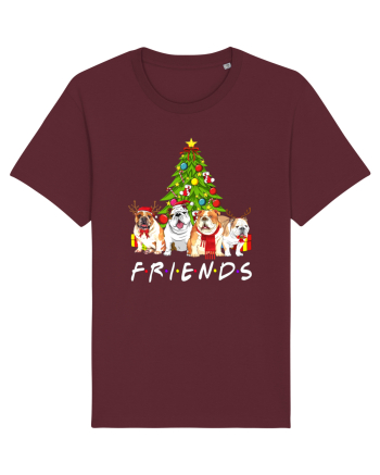 Christmas Bulldog Friends Burgundy