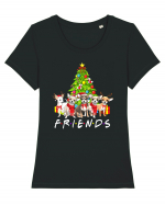 Christmas Chihuahua Friends Tricou mânecă scurtă guler larg fitted Damă Expresser