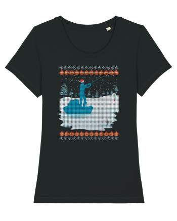 Christmas Fishing Time Black