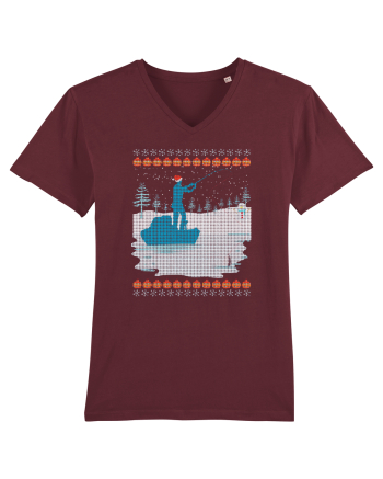 Christmas Fishing Time Burgundy