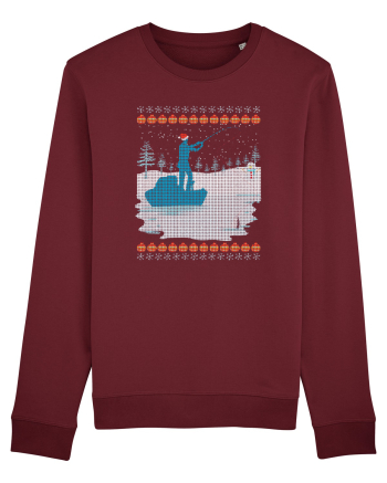 Christmas Fishing Time Burgundy