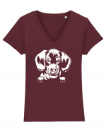 Dachshund Tricou mânecă scurtă guler V Damă Evoker