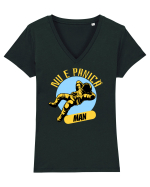 NU E PANICA, MAN! yellow Tricou mânecă scurtă guler V Damă Evoker