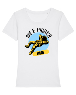 NU E PANICA, MAN! black Tricou mânecă scurtă guler larg fitted Damă Expresser