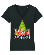 Christmas Pitbull Friends Tricou mânecă scurtă guler V Damă Evoker