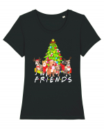 Christmas Pitbull Friends Tricou mânecă scurtă guler larg fitted Damă Expresser