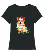 Corgi Christmas Light Tricou mânecă scurtă guler larg fitted Damă Expresser