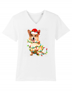 Corgi Christmas Light Tricou mânecă scurtă guler V Bărbat Presenter