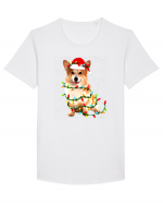 Corgi Christmas Light Tricou mânecă scurtă guler larg Bărbat Skater