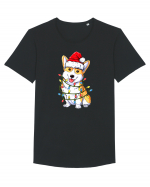 Corgi Xmas Light Tricou mânecă scurtă guler larg Bărbat Skater